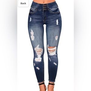 Women's High Waisted Stretch Ripped Skinny Jeans Butt lifting- size 4